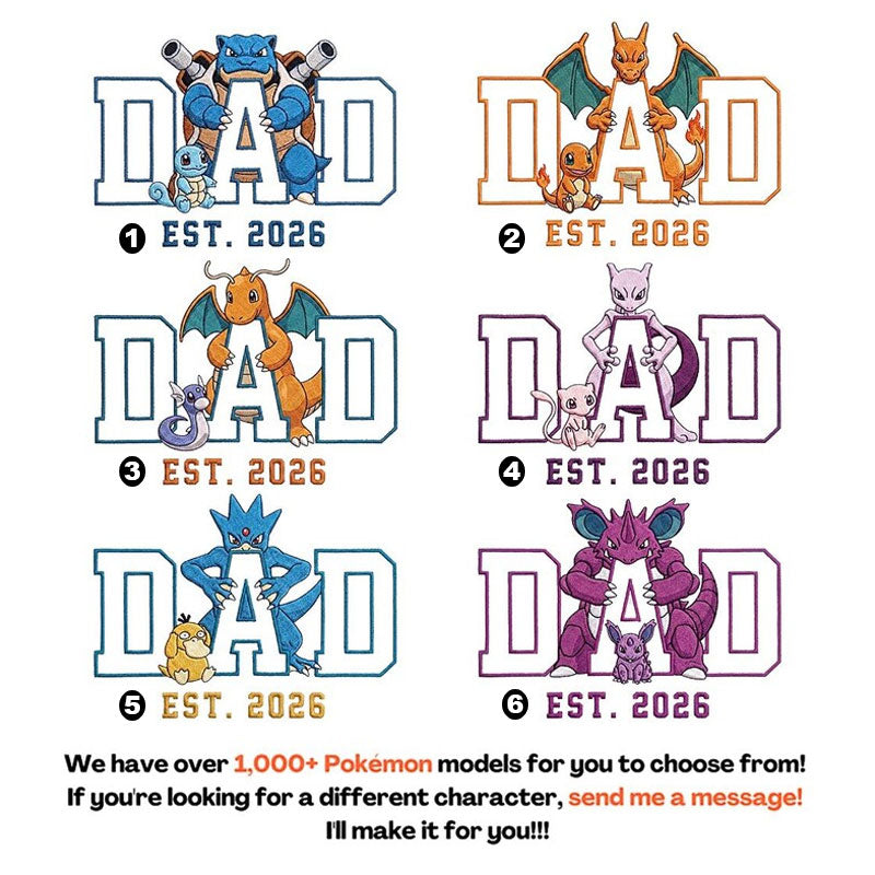 Personalized PokeDad Embroidered Sweatshirt, Custom Personalized Anime Father's Day Gift