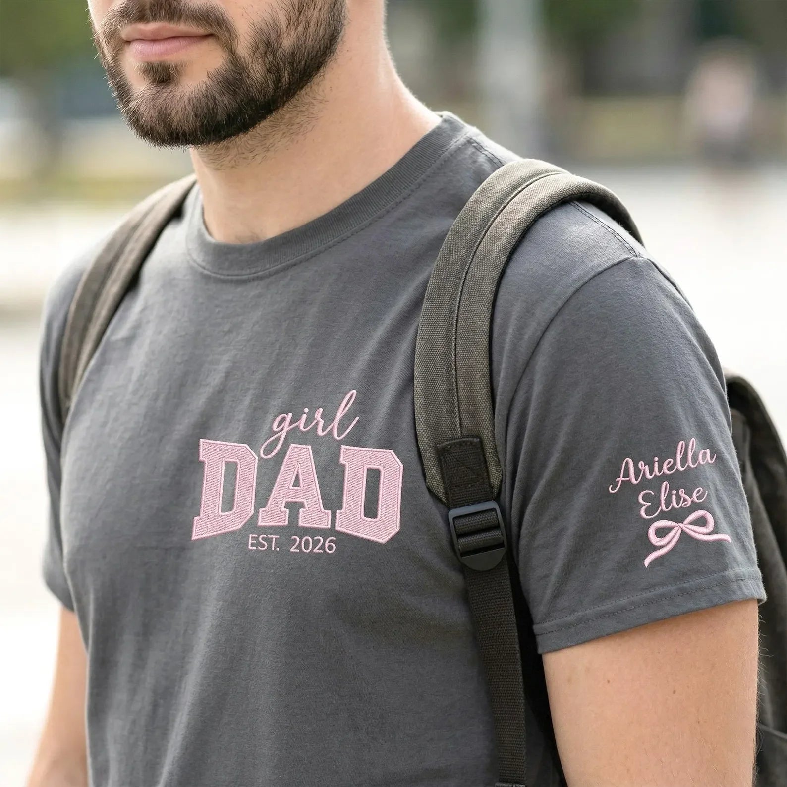 Custom Girl Dad Embroidered Shirt With Baby Name, Pregnancy Announcement Gift Secondary image