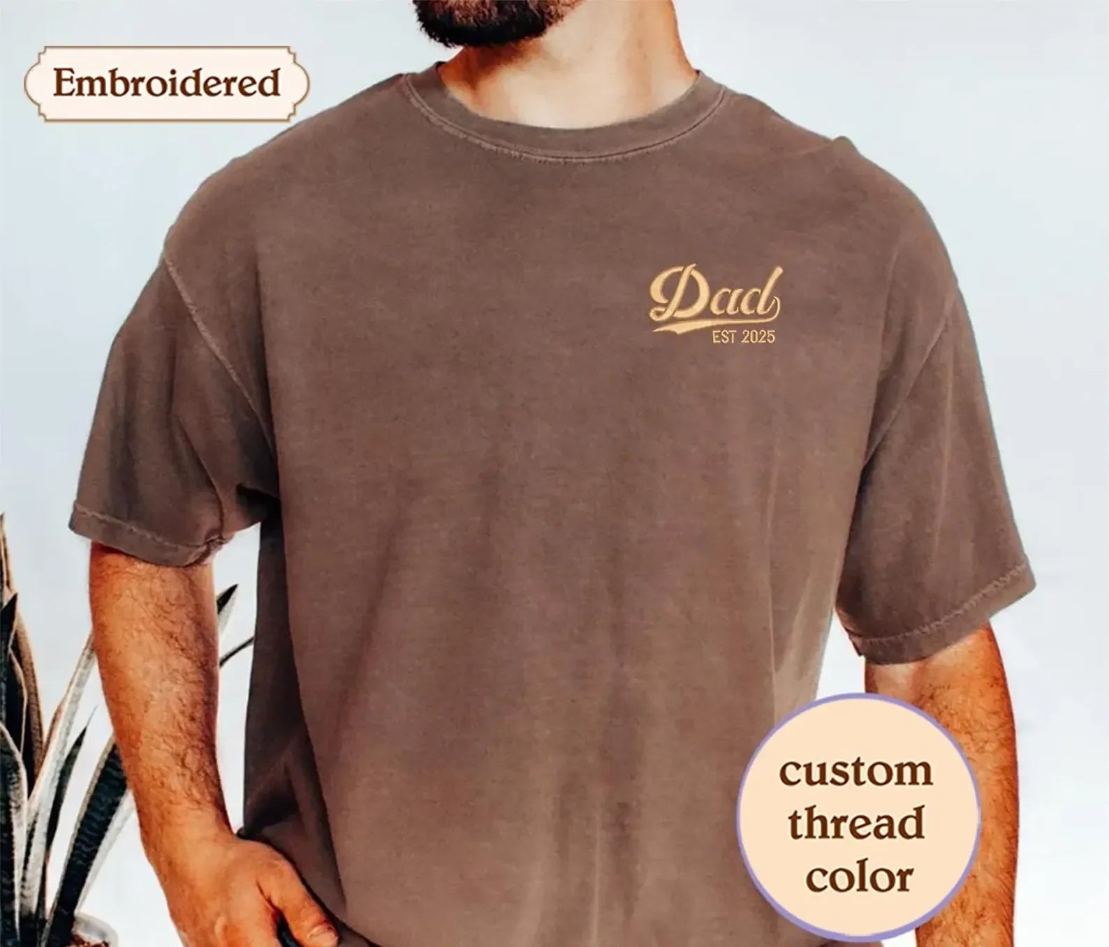 Custom Dad Est Embroidered Shirt, Personalized Father’s Day Gift for Dad