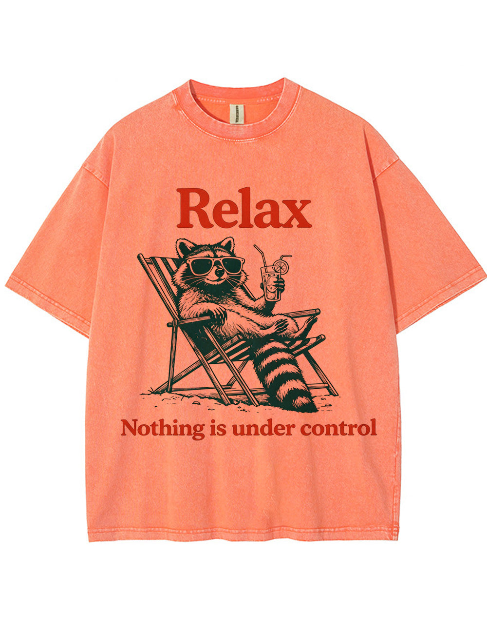 Vintage Washed Relax Nothing Is Under Control Raccoon Graphic T Shirt Main image