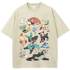 Dark Tone Lucario & Fox Creatures Cartoon Tee | Pokemon Anime