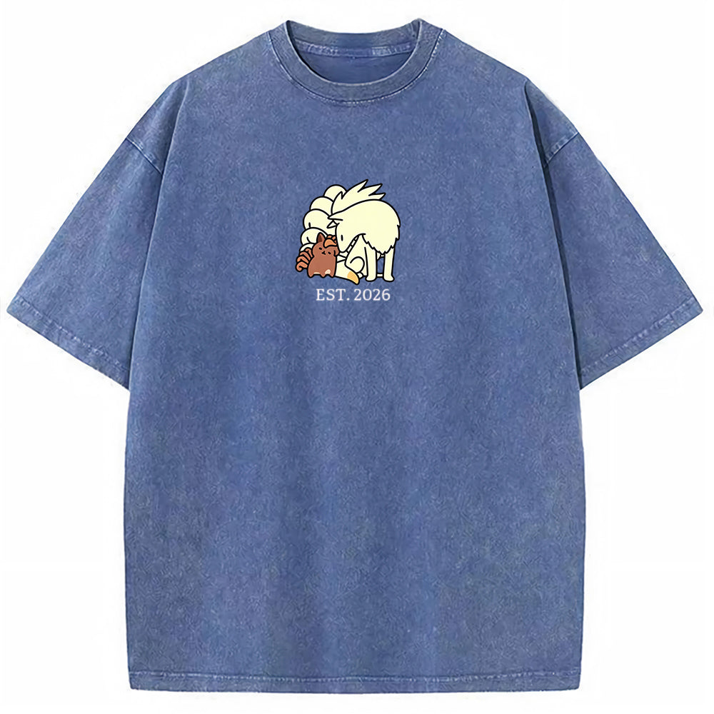 Cute Parent & Kid Arcanine Vintage Washed T-Shirt
