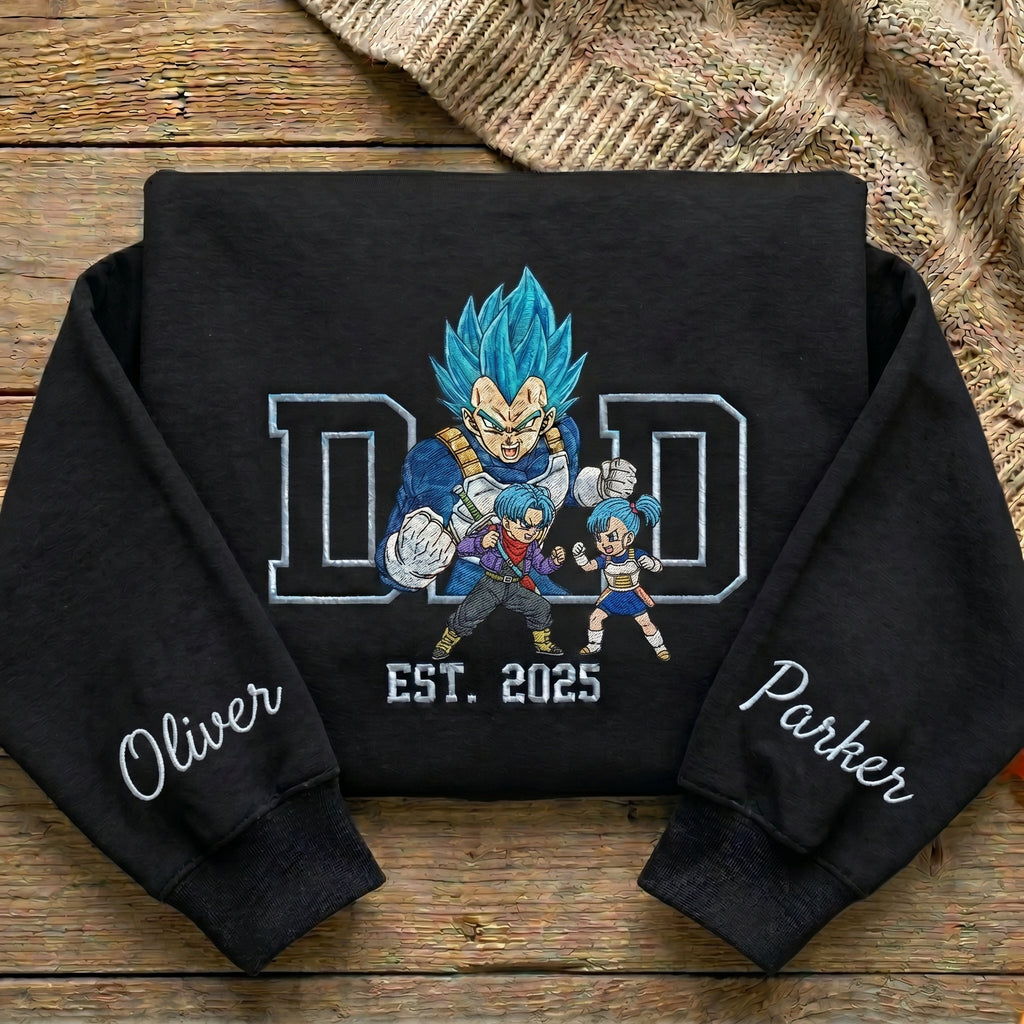 Embroidered Anime Dad Shirt, Personalized Anime Father's Day Gift