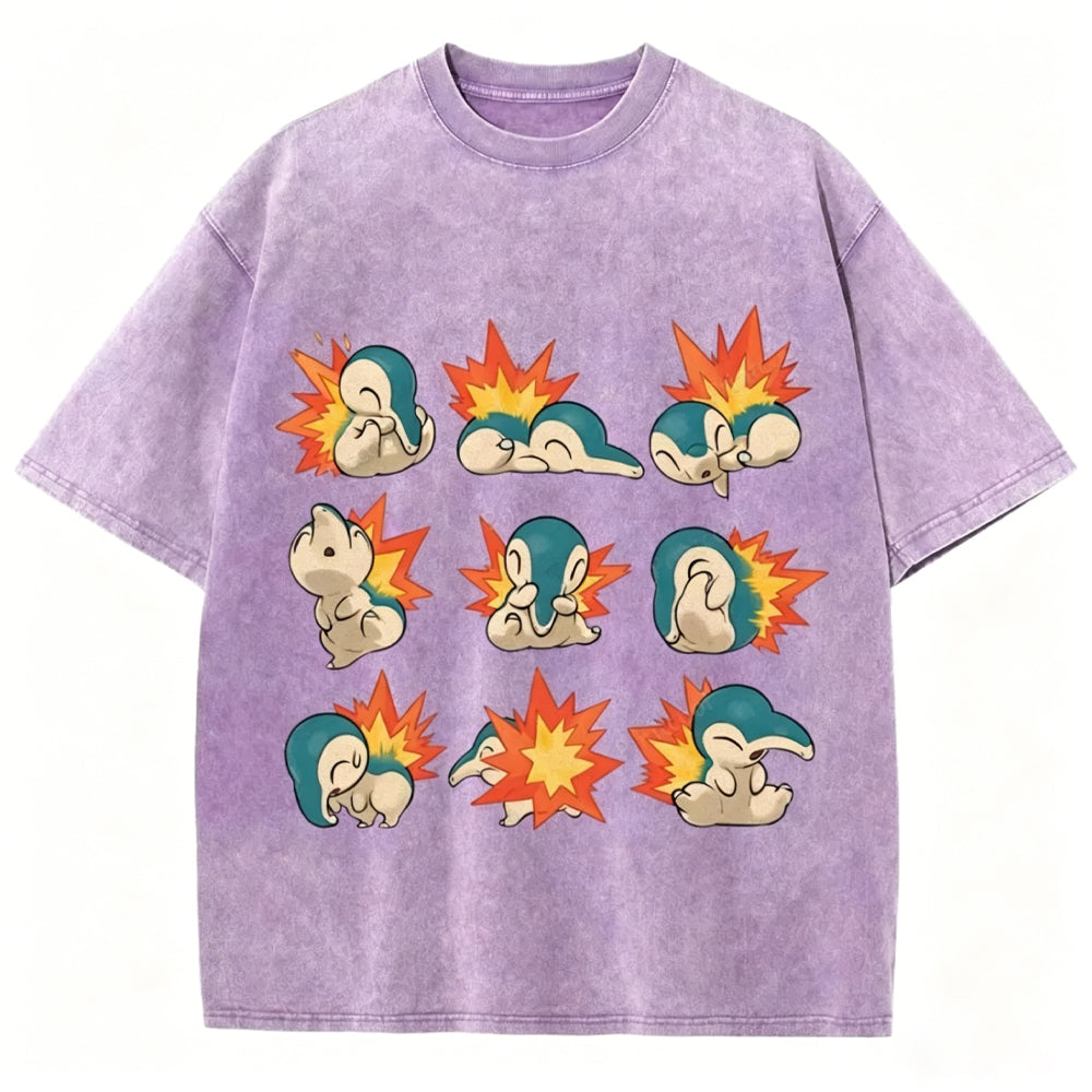 Cute Cyndaquil Unisex Vintage Washed Tee Secondary image