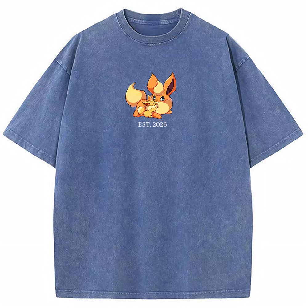 Cute Parent & Kid Eevee Vintage Washed T-Shirt