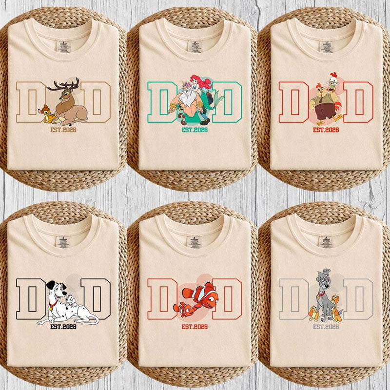 Custom Cartoon Dad Est Year Tee