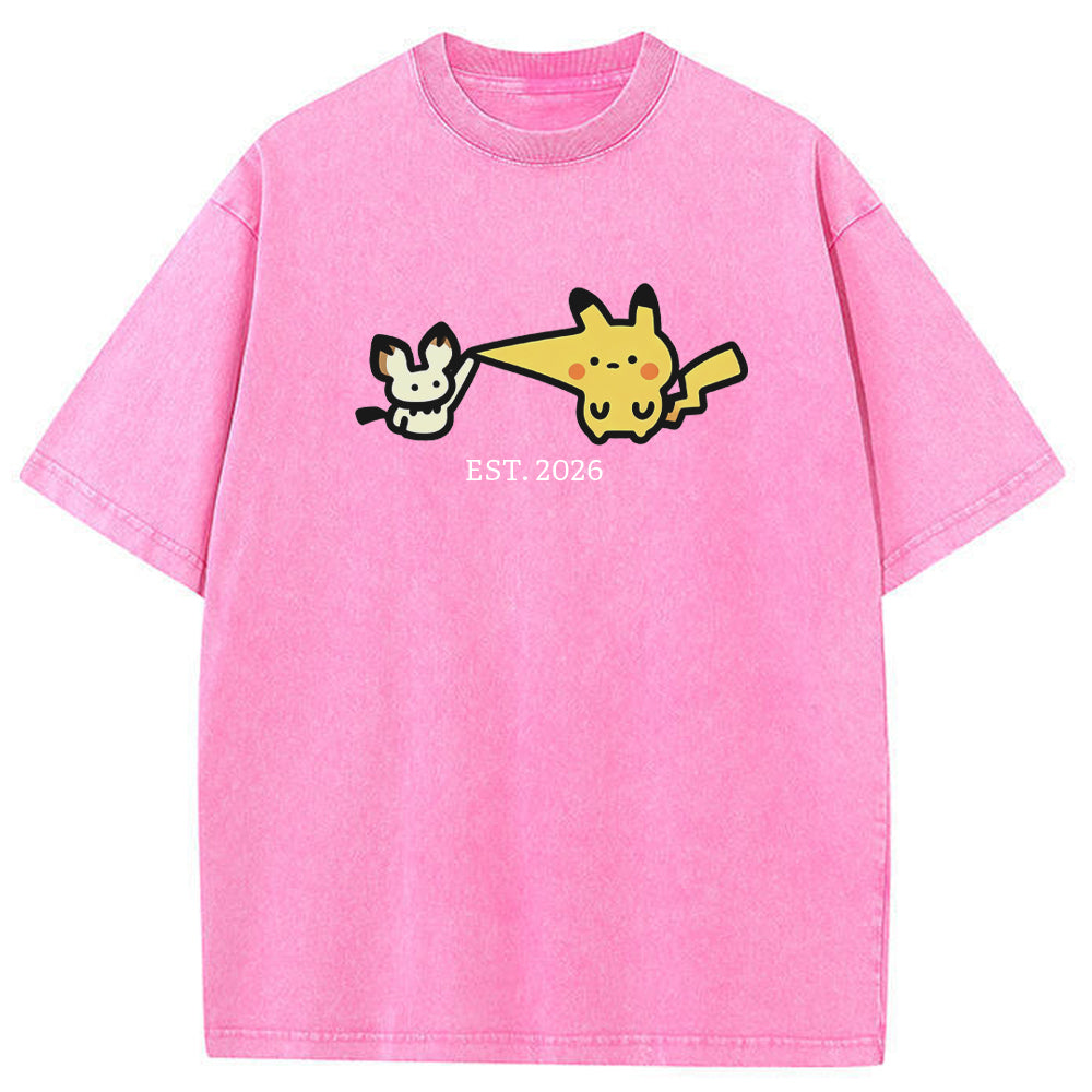 Cute Parent & Kid Pikachu Vintage Washed T-Shirt Main image