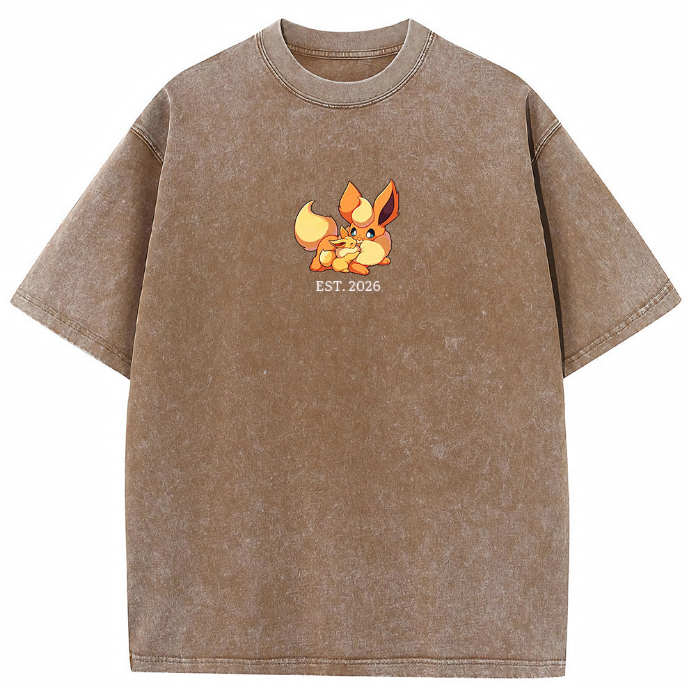 Cute Parent & Kid Eevee Vintage Washed T-Shirt