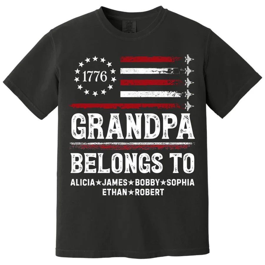 Proud American Grandpa Custom Kids Names Father's Day Gift For Dad, Grandpa Main image