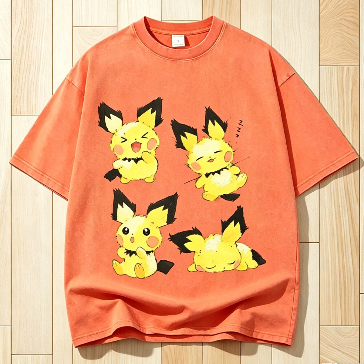 Watercolor Pichu Squad Unisex Vintage Washed Tee