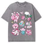 Cherry Blossom Grass Fairy Type Squad Cartoon Tee | Pokemon Anime