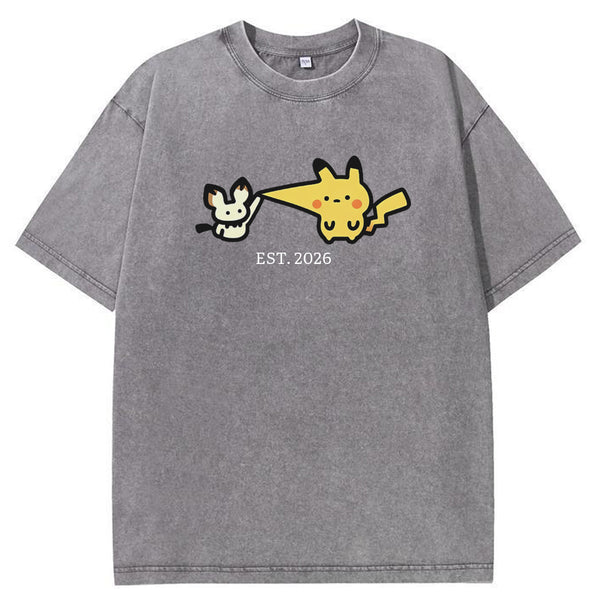 Cute Parent & Kid Pikachu Vintage Washed T-Shirt