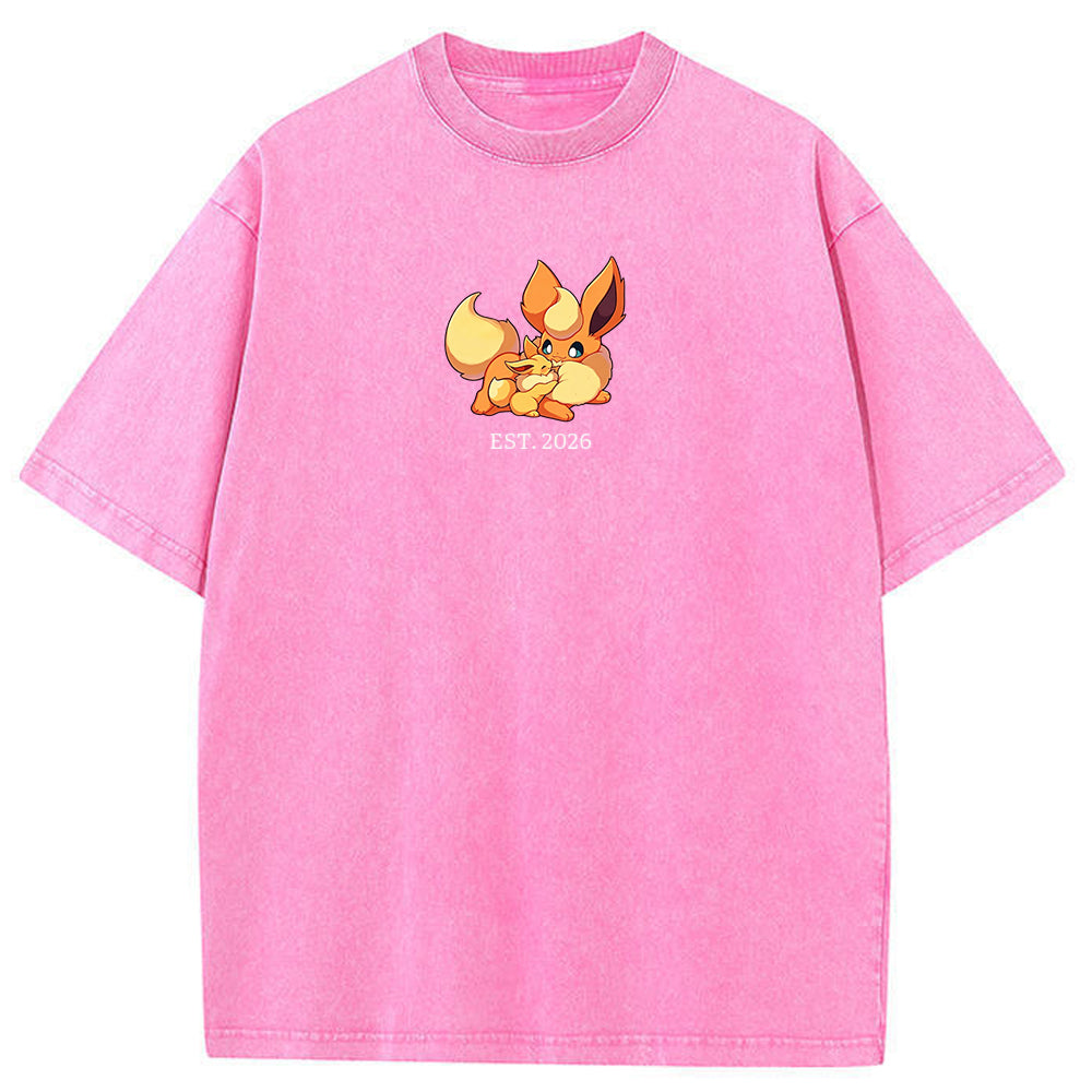 Cute Parent & Kid Eevee Vintage Washed T-Shirt