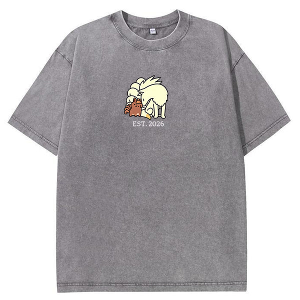 Cute Parent & Kid Arcanine Vintage Washed T-Shirt