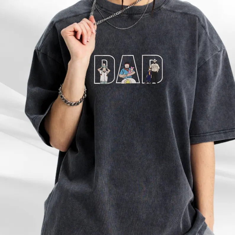 Personalized Dad Embroidered Washed Shirt