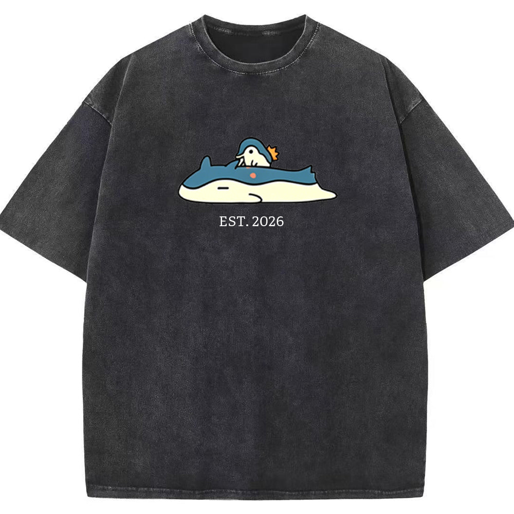 Cute Parent & Kid Wailord Vintage Washed T-Shirt Main image
