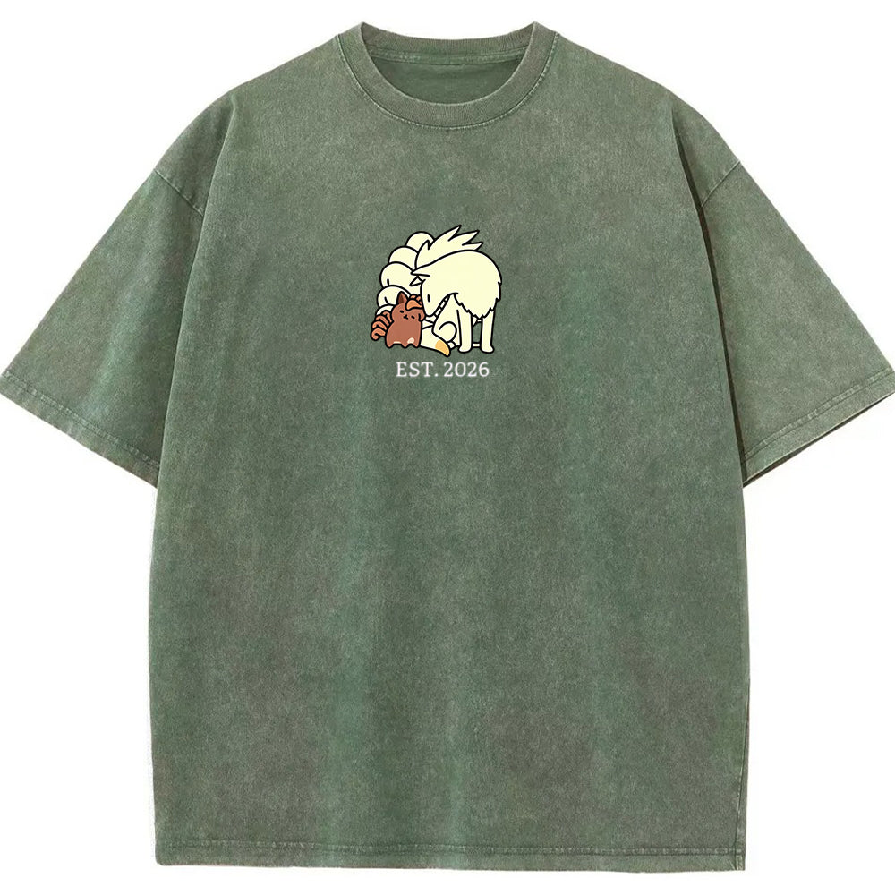 Cute Parent & Kid Arcanine Vintage Washed T-Shirt