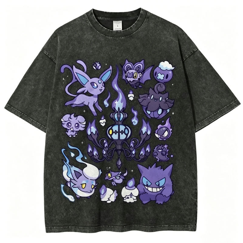 Ghost Type Pokémon Unisex Vintage Washed Tee