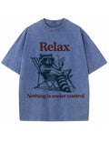 Vintage Washed Relax Nothing Is Under Control Raccoon Graphic T Shirt