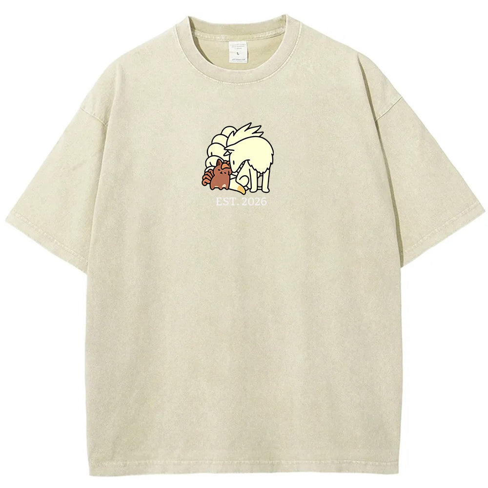Cute Parent & Kid Arcanine Vintage Washed T-Shirt