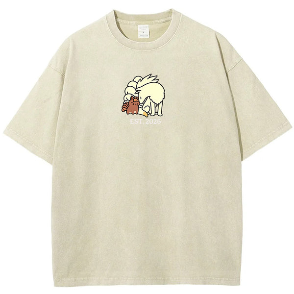 Cute Parent & Kid Arcanine Vintage Washed T-Shirt