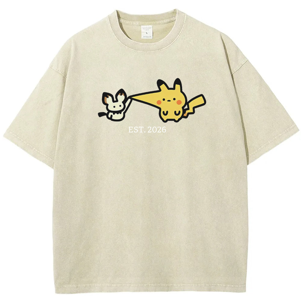 Cute Parent & Kid Pikachu Vintage Washed T-Shirt