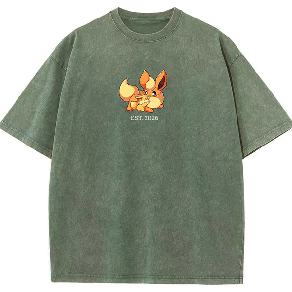 Cute Parent & Kid Eevee Vintage Washed T-Shirt