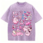 Pink Pok¡§|mon Friends Unisex Vintage Washed Tee