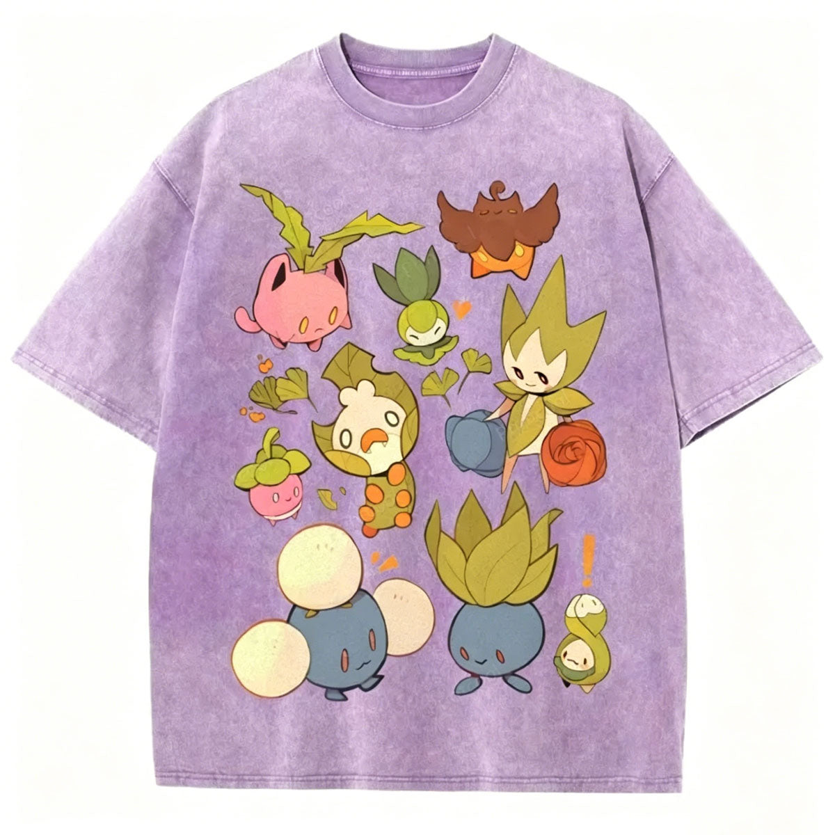 Grass Pokemon Squad Unisex Vintage Washed Tee Secondary image