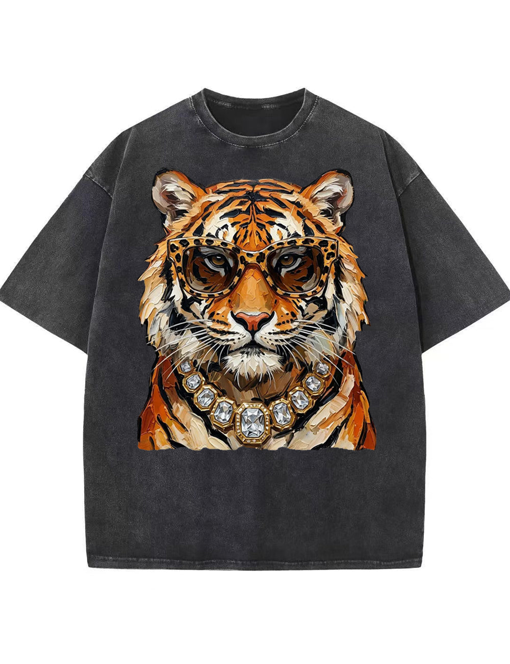 Glam Tiger Bling Design Leopard Print T-Shirt