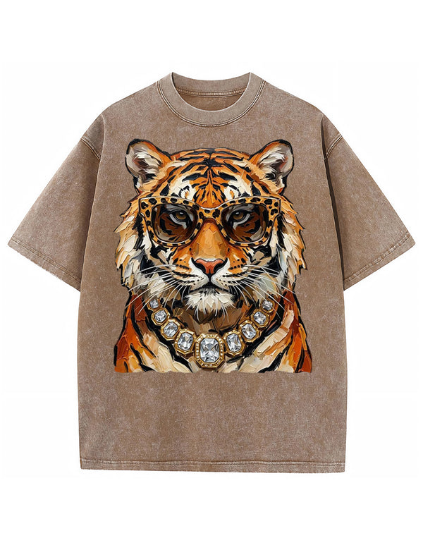 Glam Tiger Bling Design Leopard Print T-Shirt