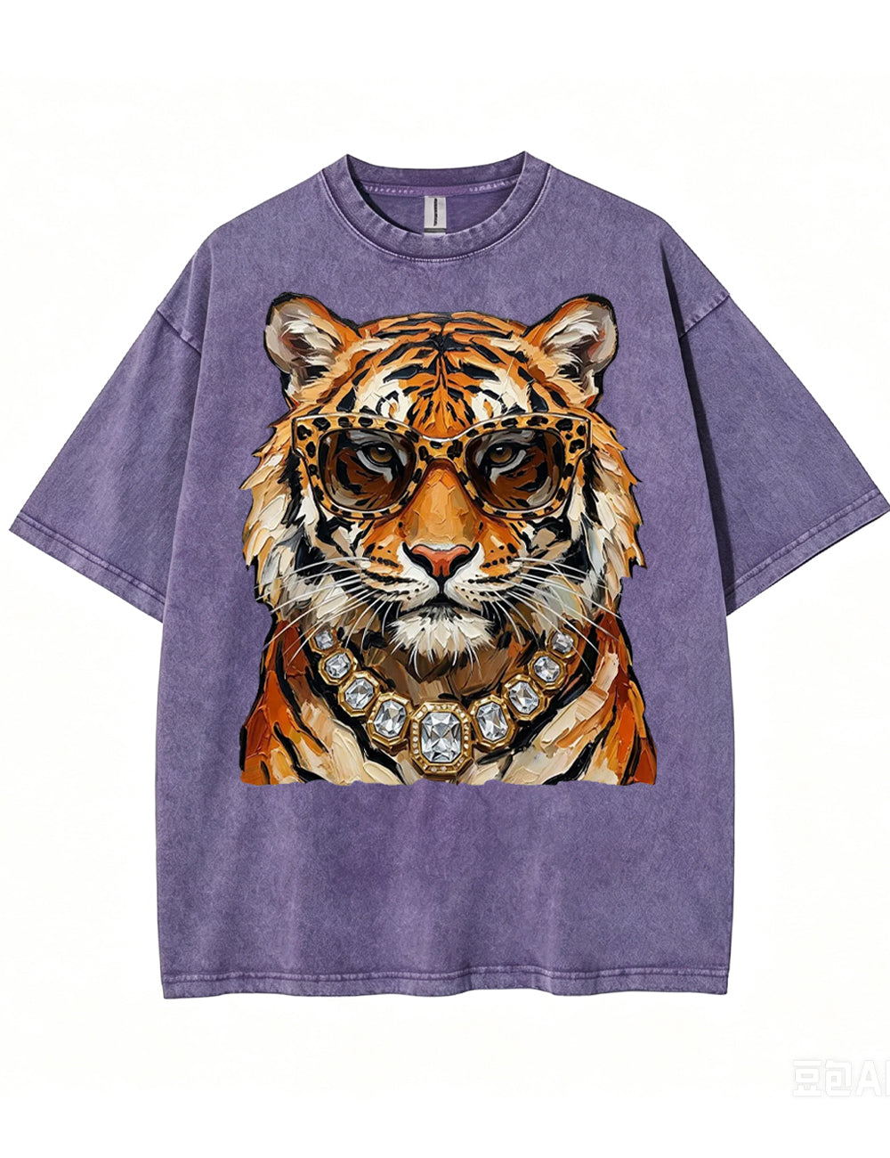Glam Tiger Bling Design Leopard Print T-Shirt