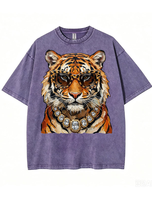 Glam Tiger Bling Design Leopard Print T-Shirt