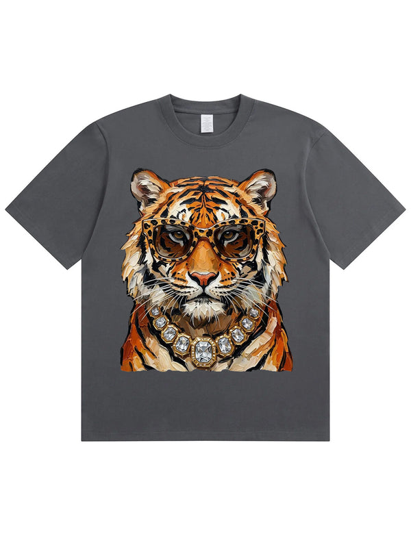 Glam Tiger Bling Design Leopard Print T-Shirt
