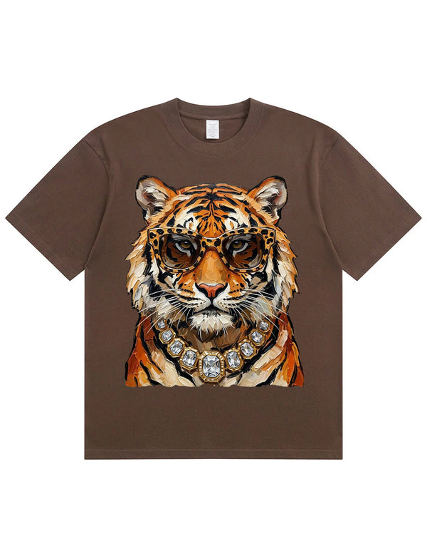 Glam Tiger Bling Design Leopard Print T-Shirt