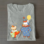 Two Clowns Holding Hands Casual Cotton T-Shirt