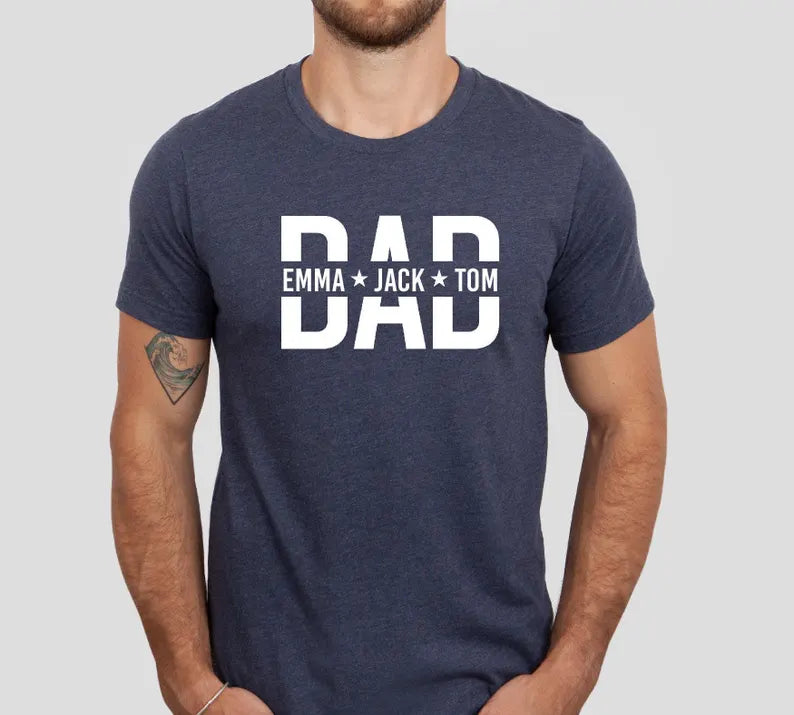 Custom Dad Shirt With Kids Names, Dad T-Shirt Main image