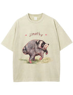 Vintage Washed Custom Name Raccoon Graphic T‑Shirt