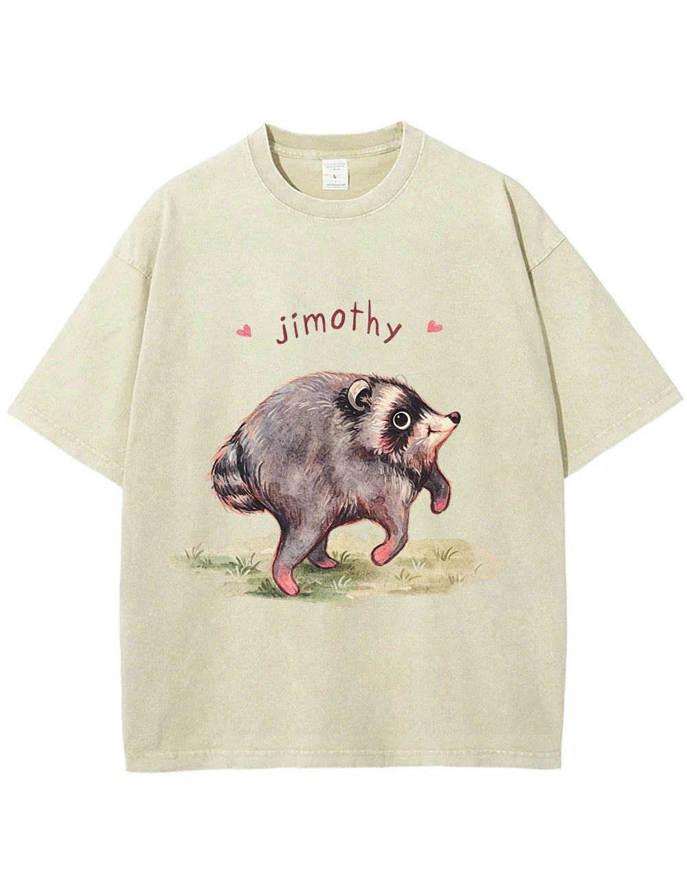 Vintage Washed Custom Name Raccoon Graphic T‑Shirt
