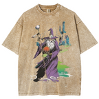 Wizard & Tower Unisex Printed Retro Washed Short Sleeved T-Shirt