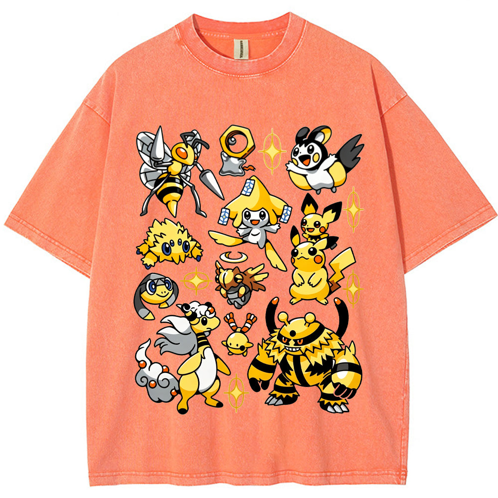 Yellow Electric Type Evolution Squad Cartoon Tee | Pokemon Anime