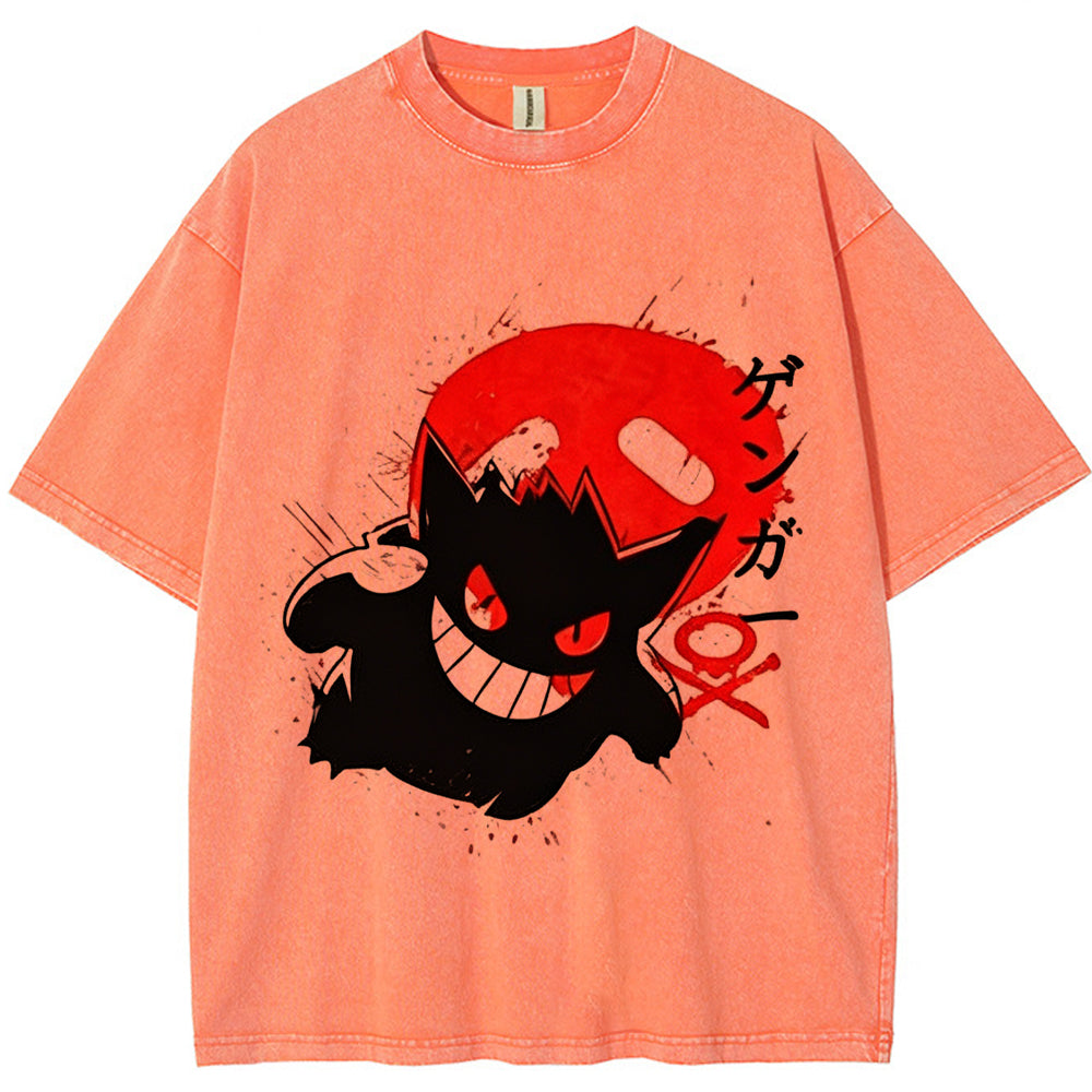 Ink Splatter Gengar Kanji Vintage Tee | Pokemon Anime