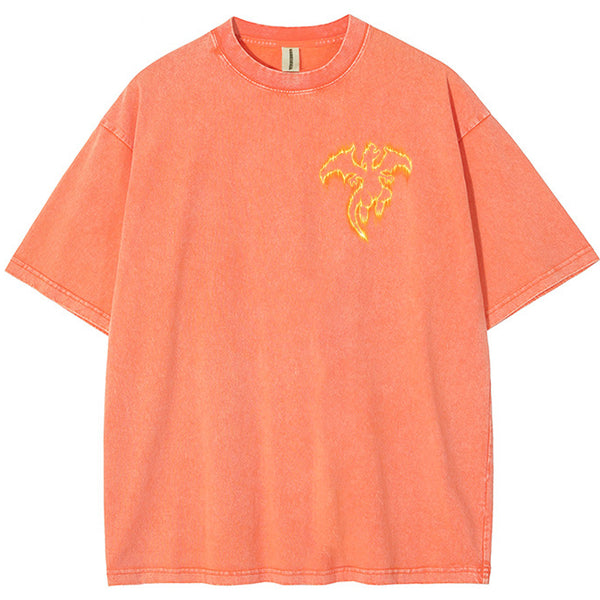 Flame Charizard Fire Silhouette Vintage Washed T-Shirt | Pokemon Anime