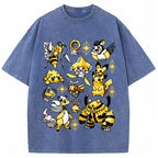 Yellow Electric Type Evolution Squad Cartoon Tee | Pokemon Anime
