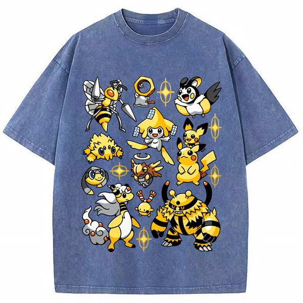 Yellow Electric Type Evolution Squad Cartoon Tee | Pokemon Anime