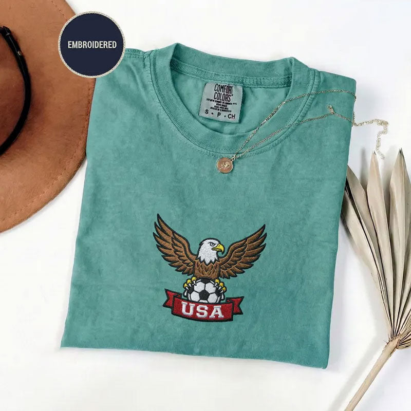 Embroidered Soccer World USA T-Shirt