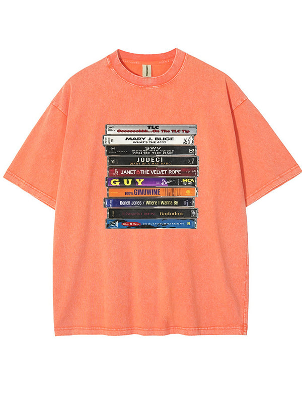 Vintage Washed 90s R&B Cassette Tape Graphic T Shirt