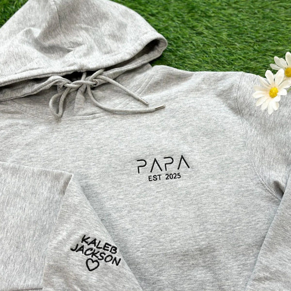 Personalized Papa Embroidered Sweatshirt | New Dad Gift & Father's Day Present