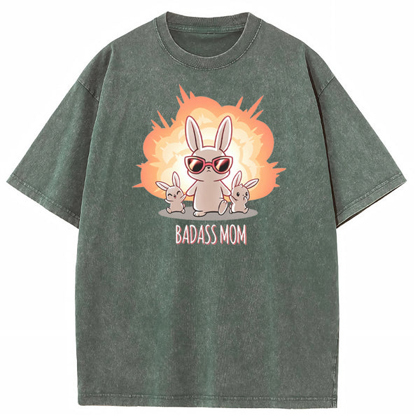 Funny Badass Mama Bunny Family Graphic Vintage Washed T-Shirt