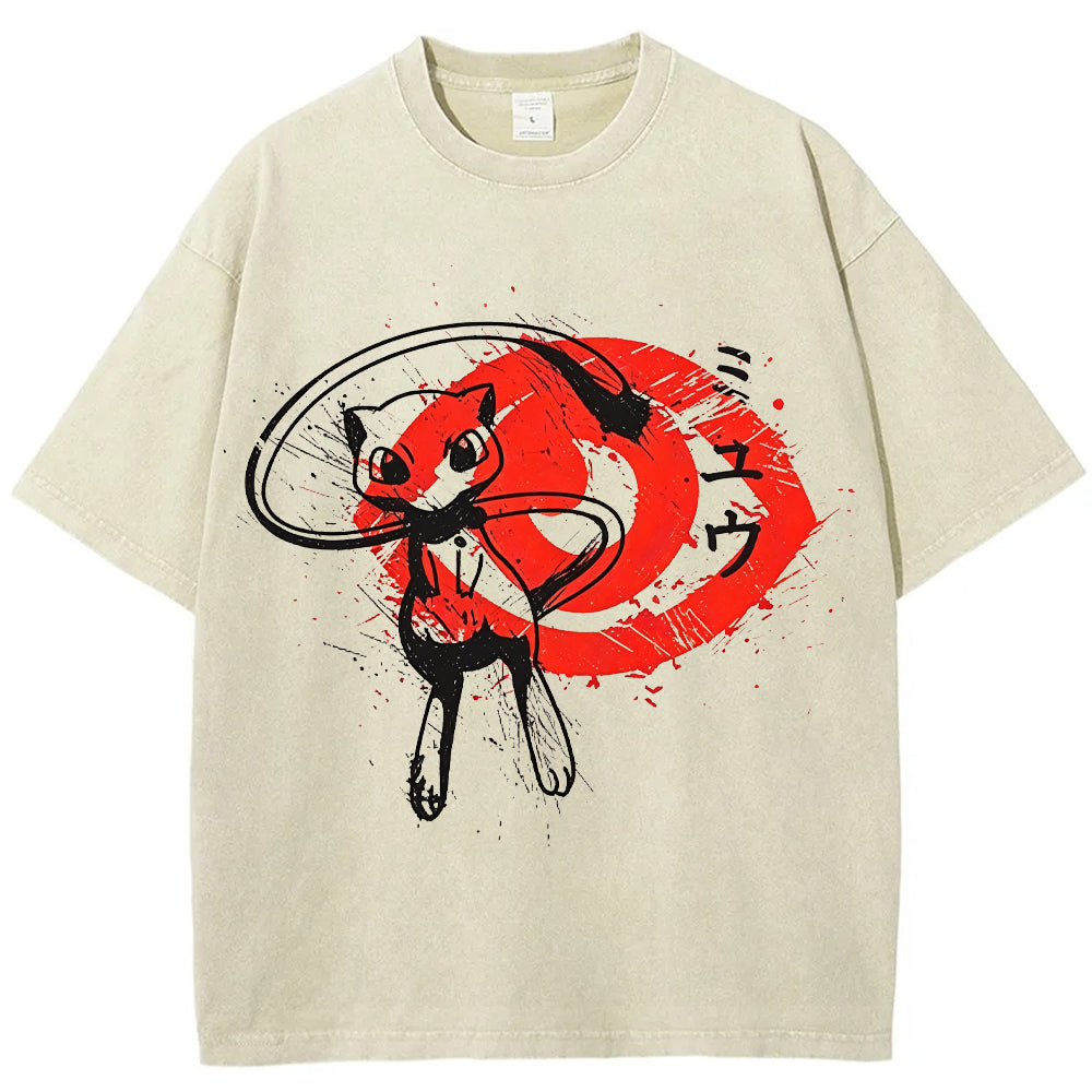 Ink Wash Mew Japanese Art Vintage Tee | Pokemon Anime Main image